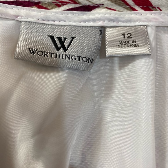 Worthington Red & Pink Mid Knee Length Skirt Modern Geometric size 12 EUC - Picture 6 of 6
